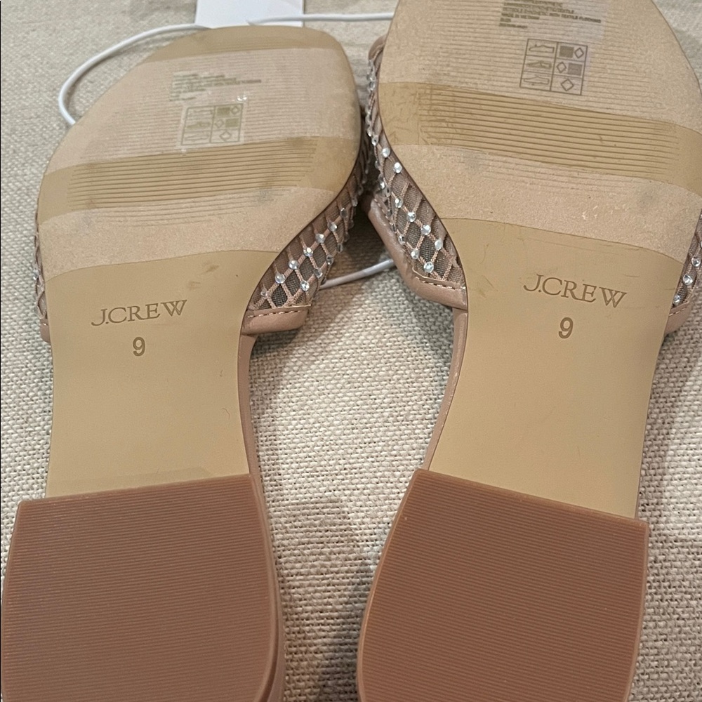 J. Crew Nude Rhinestone Mesh Slide Sandals/NWT/9M - Picture 10 of 10